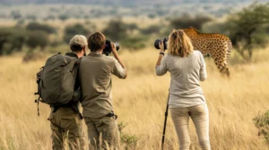 Serengeti Wildlife Guide: Wildlife photographers capturing cheetah in Serengeti National Park, Tanzania
